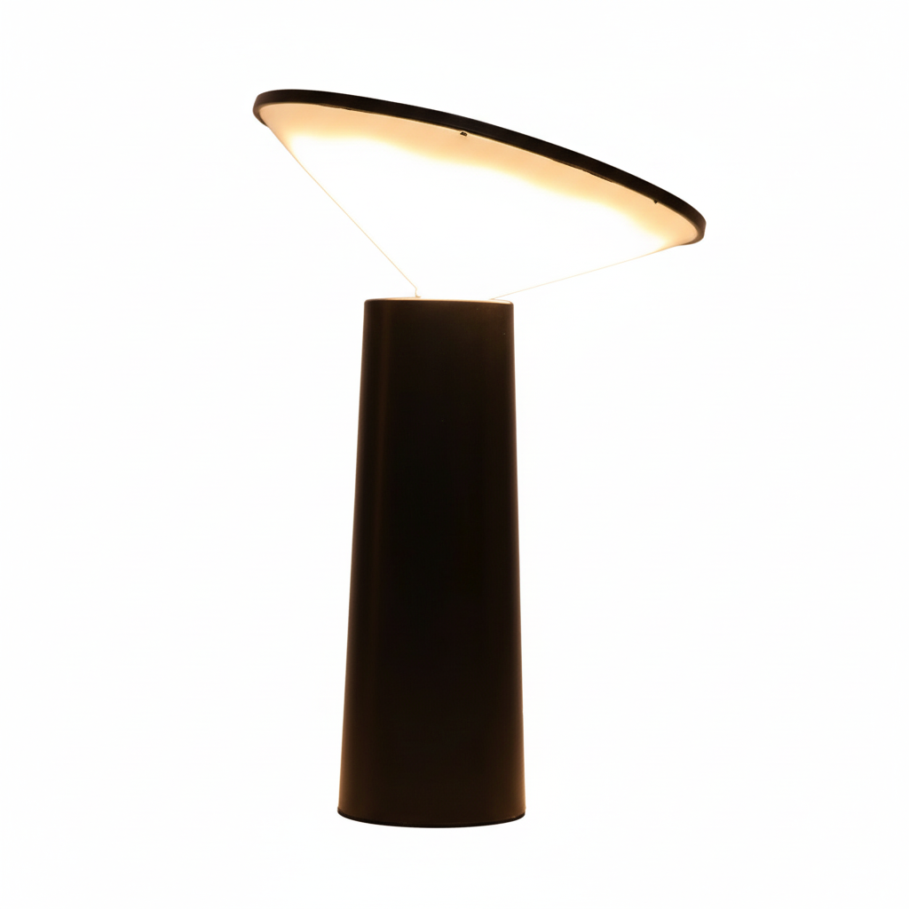 SYLFORM Moderne Dæmpbar Bordlampe med 360° Drejelig Skærm – Sort/Hvid LED Belysning til Indendørs og Udendørs Brug Sort