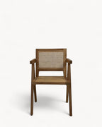 SYLFORM Spisestuestol i Teak og Rattan med Armlæn