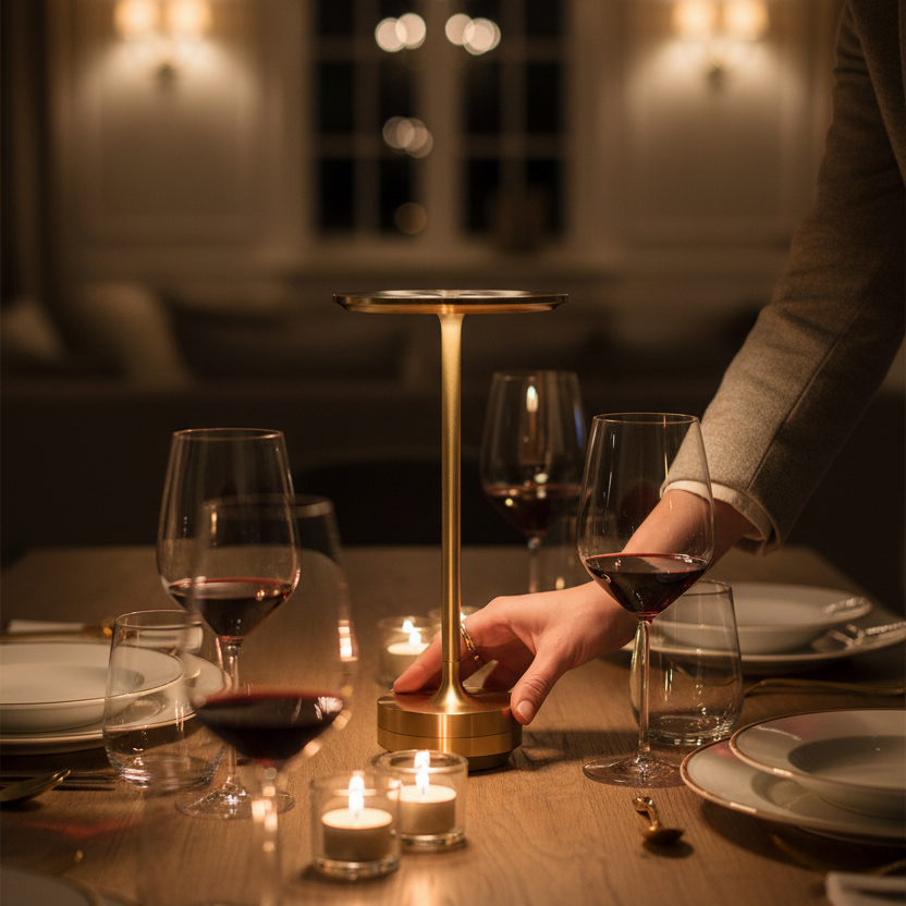 SYLFORM Trådløs Bordlampe Uden Ledning – Vandtæt Design til Indendørs og Udendørs Brug, Dæmpbar LED, Tidløst Aluminium og Plast